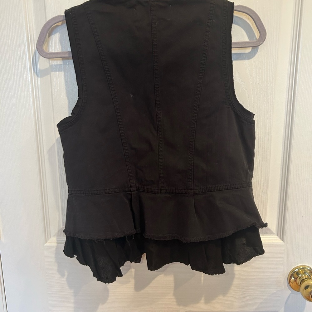 Free People Black Vest with Brass Buttons - Picture 3 of 7